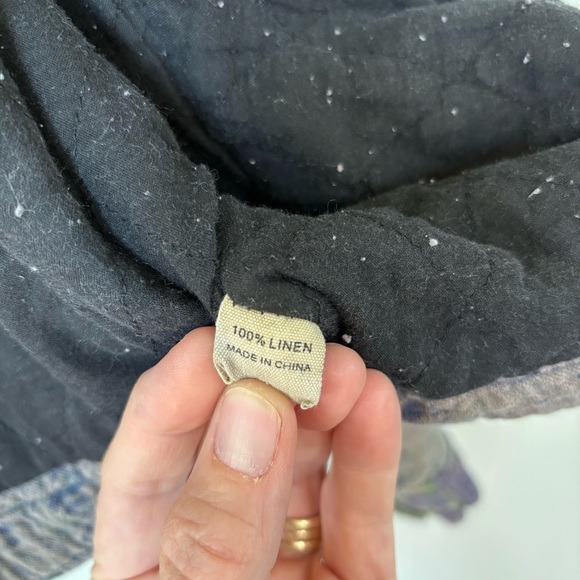 Linen Patchwork Button Front Jacket Size L - Picture 6 of 9